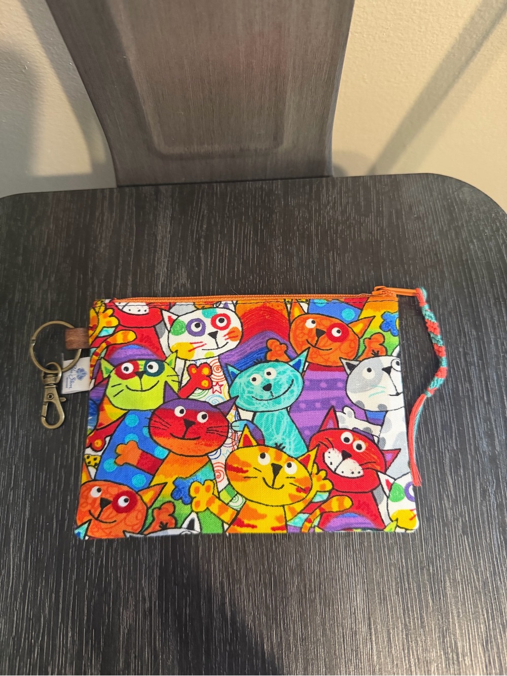 Blue Stem Handmade Colorful Cat Coin Purse Zipper Pouch